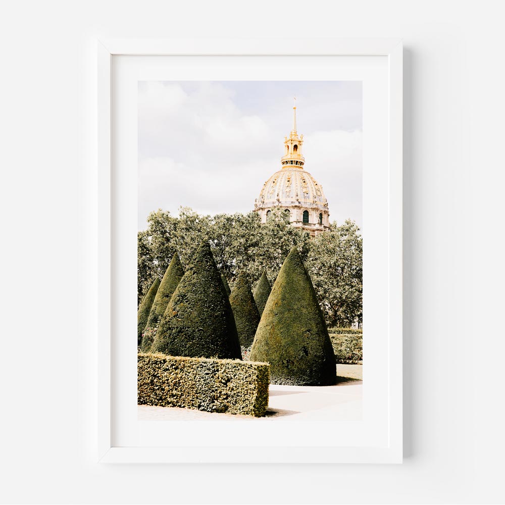 Iconic dome of Musée de l'Armée and manicured garden of Musée Rodin, capturing Parisian elegance in wall art.