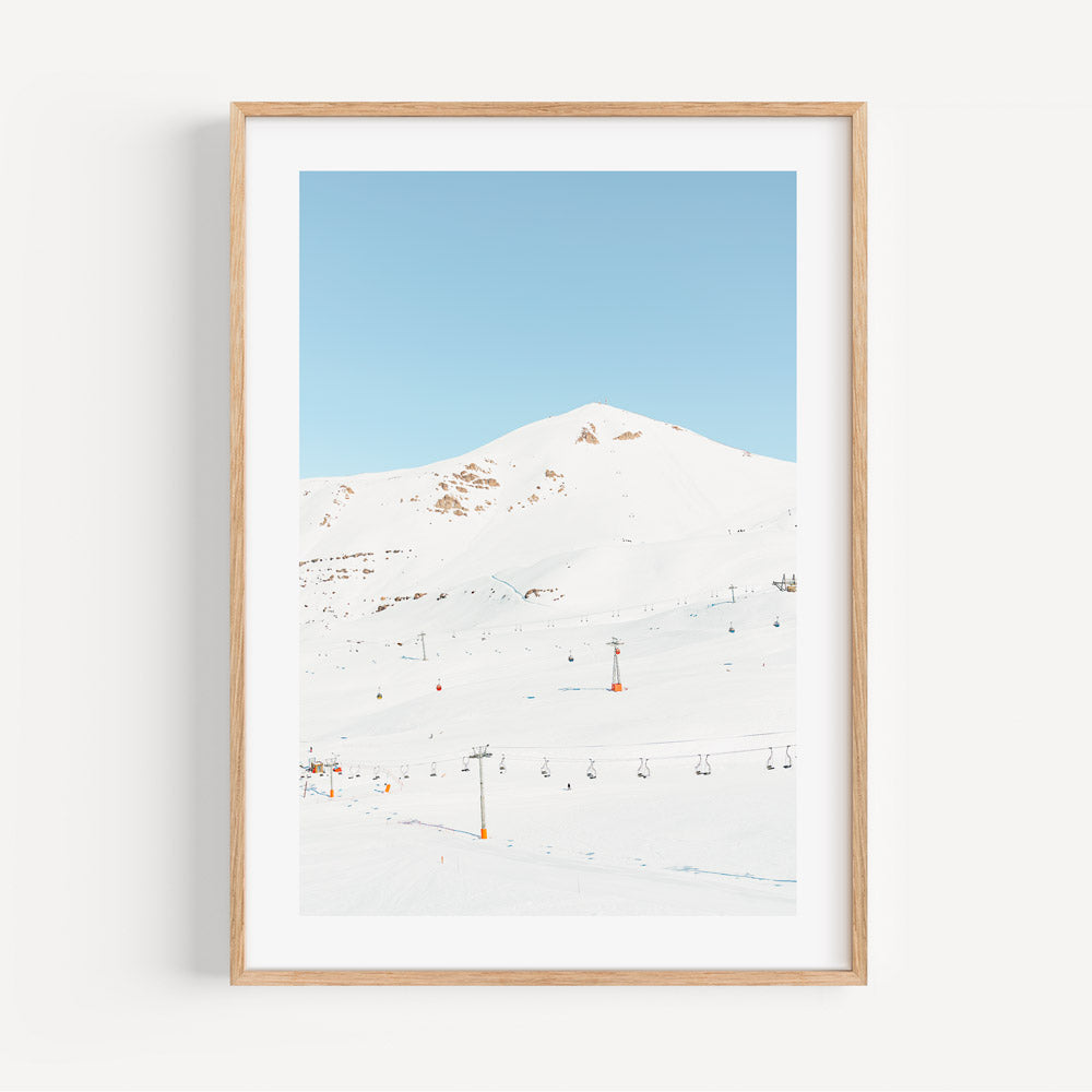 Scenic Late Season View, Valle Nevado, Santiago, Chile - Elegant canvas print for minimalist decor.