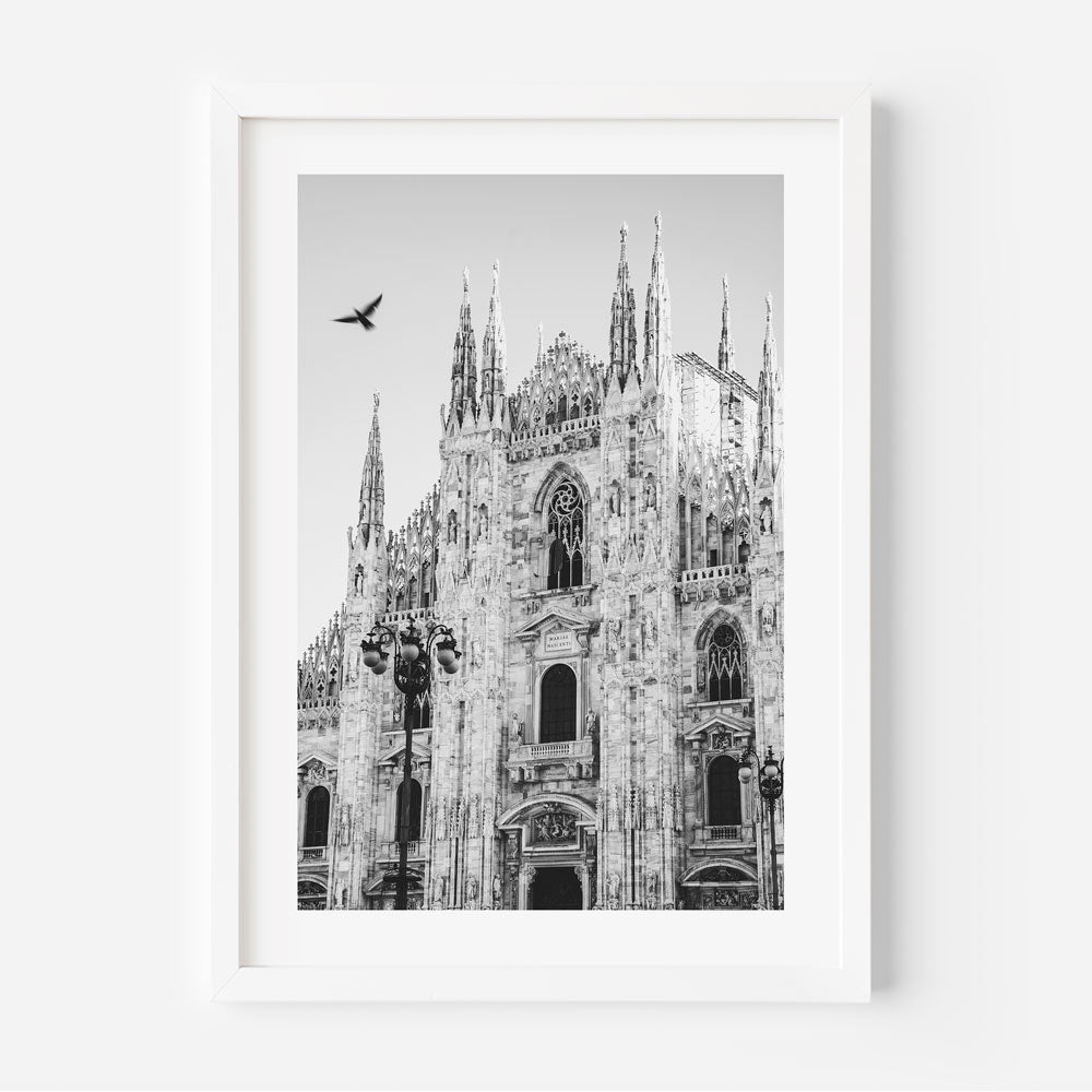 Admire the majestic Milan Cathedral Building Black and White - a timeless addition to your wall art collection.
