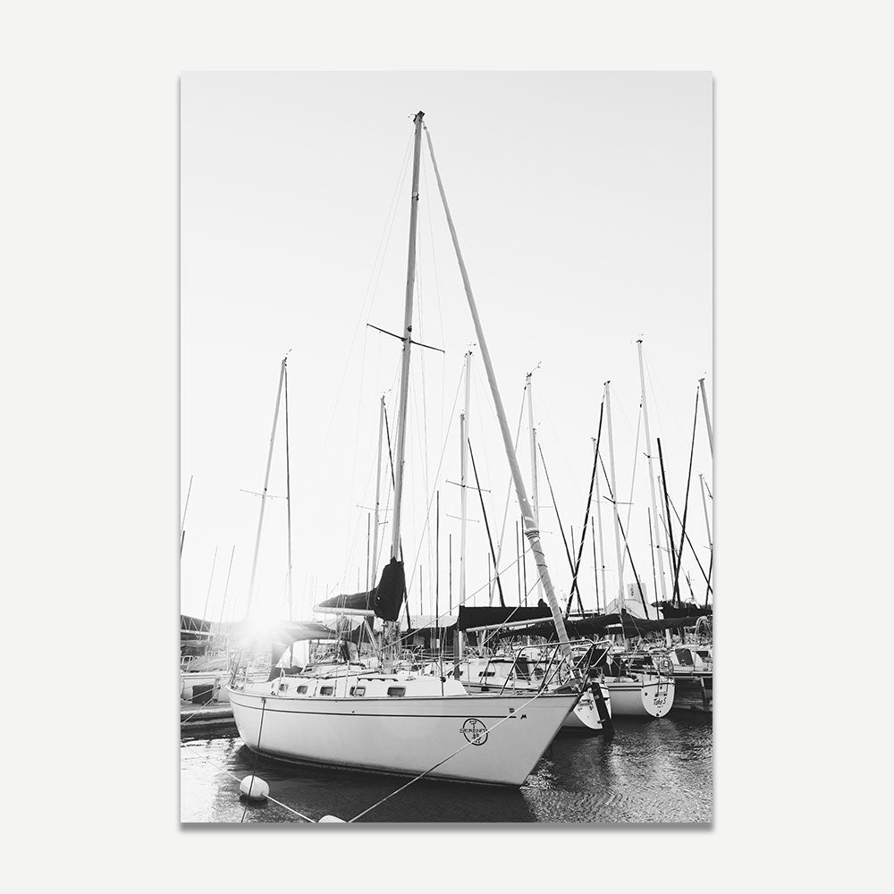Set of 2 Art Prints - BW Sunset Marina & Sail Away Prints