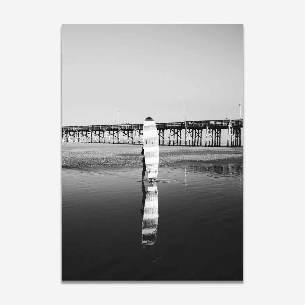 Longboard Surfer, Newport Beach: A timeless addition to your home decor, perfect for wall art and fine arts.