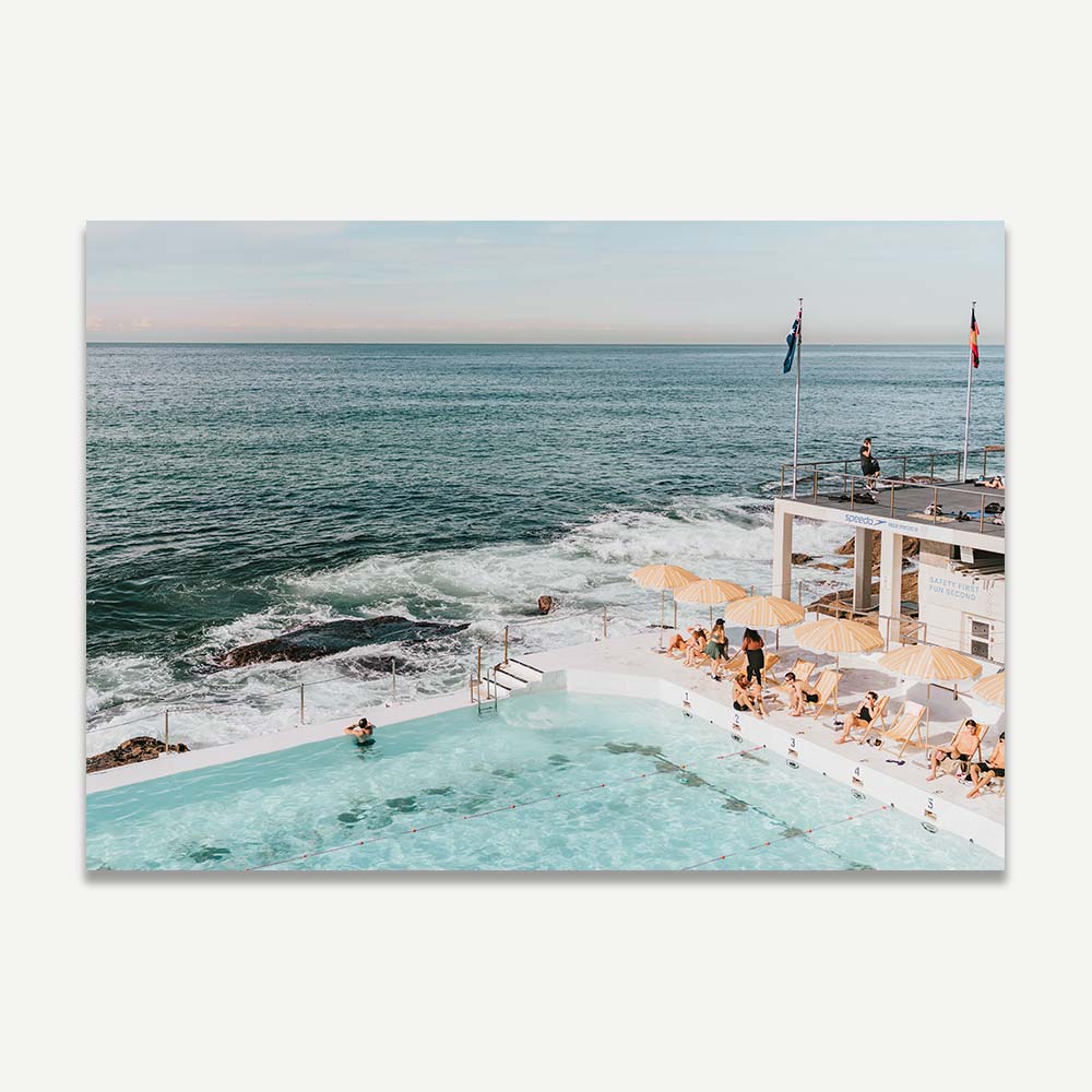 Ocean's Edge photography featuring Bondi Icebergs pool, vibrant umbrellas, and refreshing coastal colors.