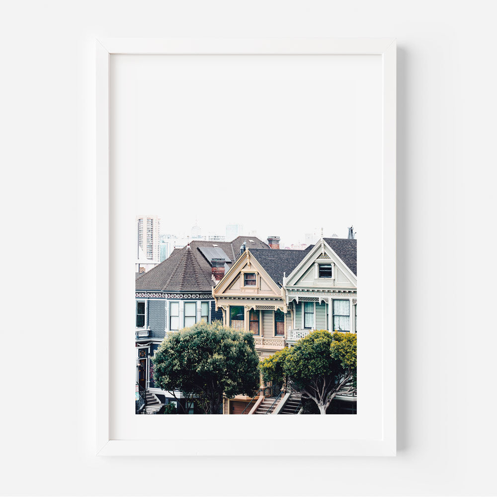 Painted Ladies wall art showcasing the unique colors and intricate details of these iconic San Francisco homes.