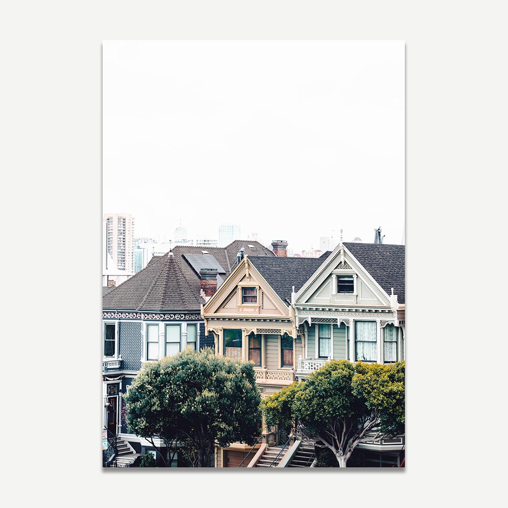 Fine art print of the Painted Ladies, perfect for architecture lovers and fans of classic cityscapes.