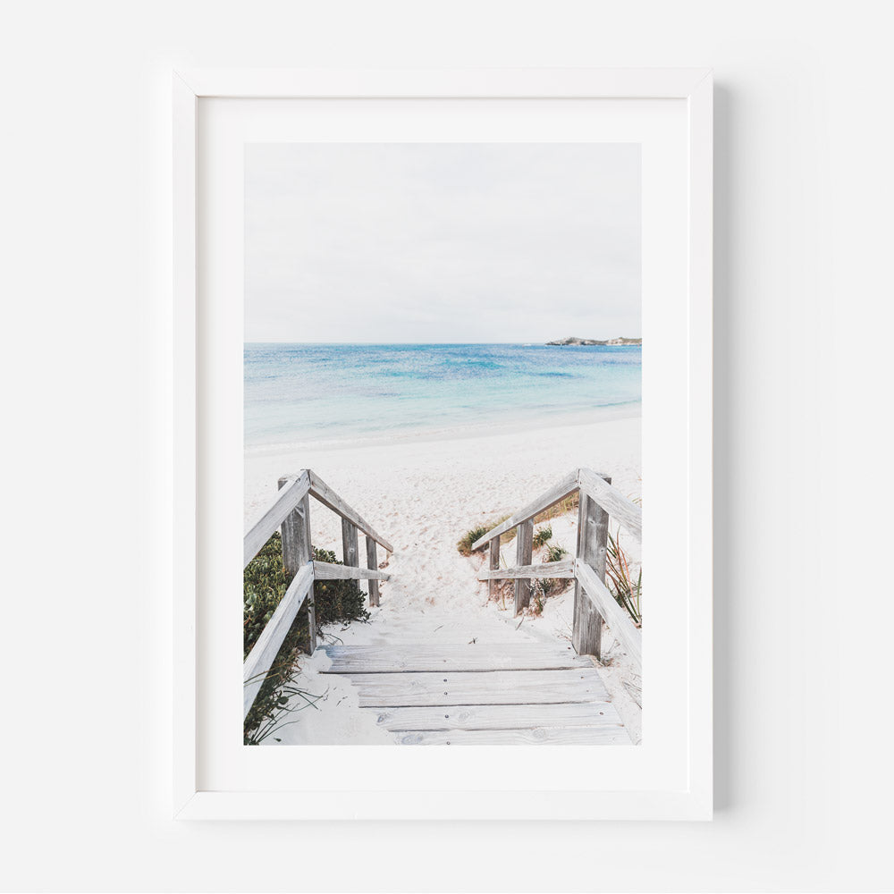 Tranquil Pathway to Parakeet Bay Beach, Rottnest Island, Western Australia: A serene scene perfect for enhancing your wall art collection with abstract and modern art.