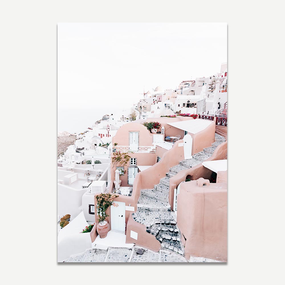 Pastel Perfection Santorini Art Print