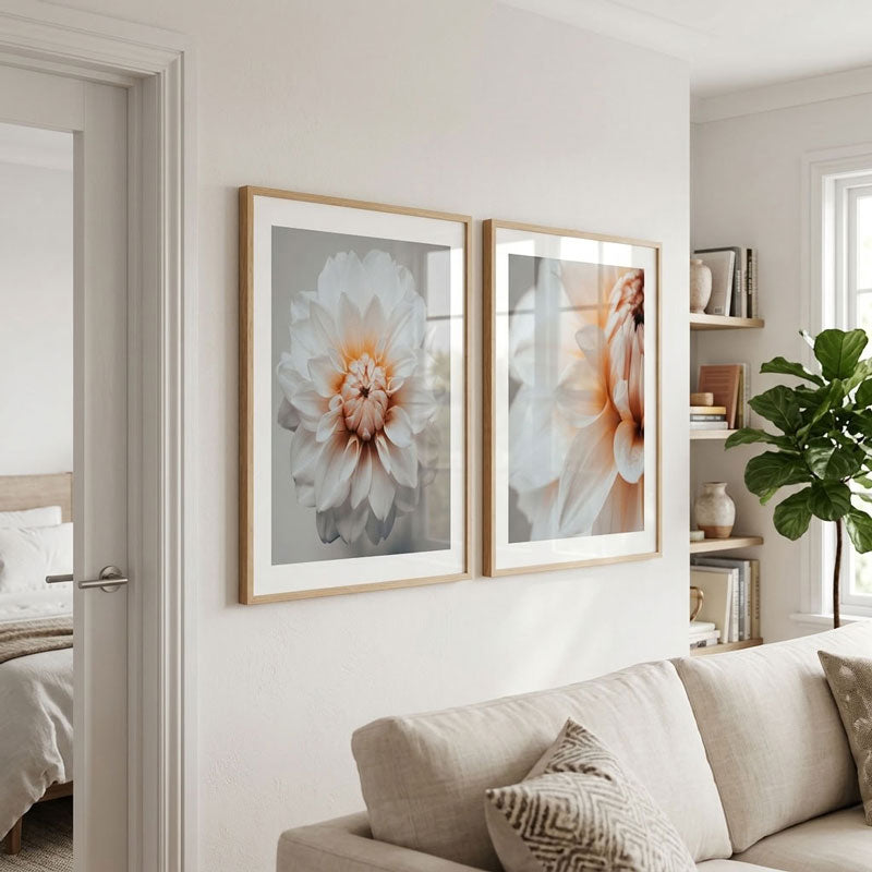 Peach Dahlia Flower Art Print