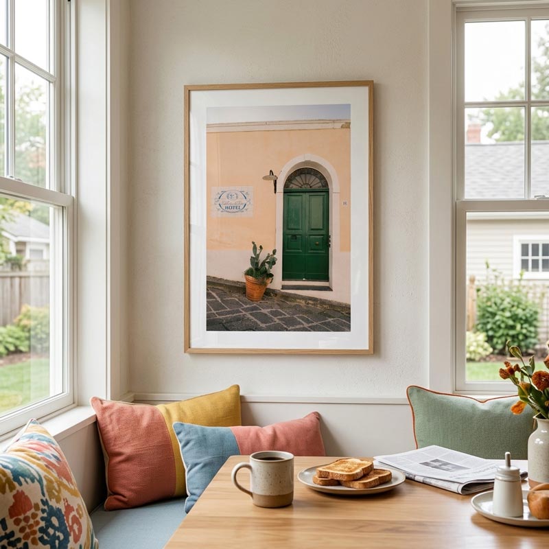 La Casa Sul Mare Green Door Art Print