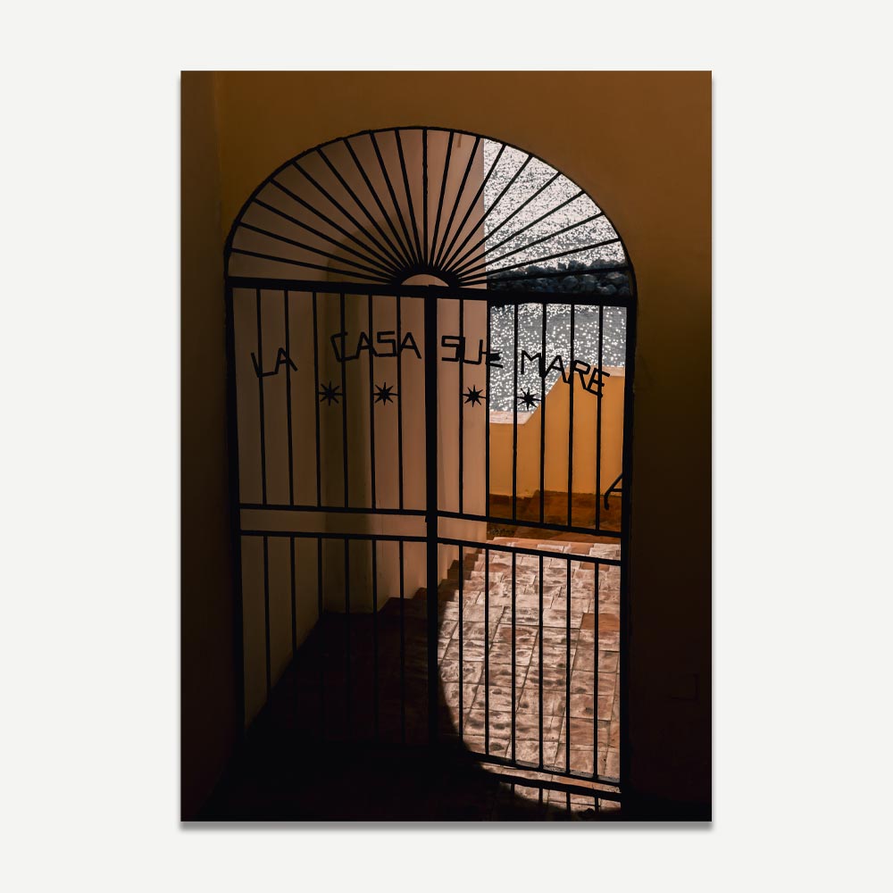 View from La Casa Sul Mare hotel gate on Procida Island – peaceful coastal wall art for a serene, Mediterranean-inspired home.