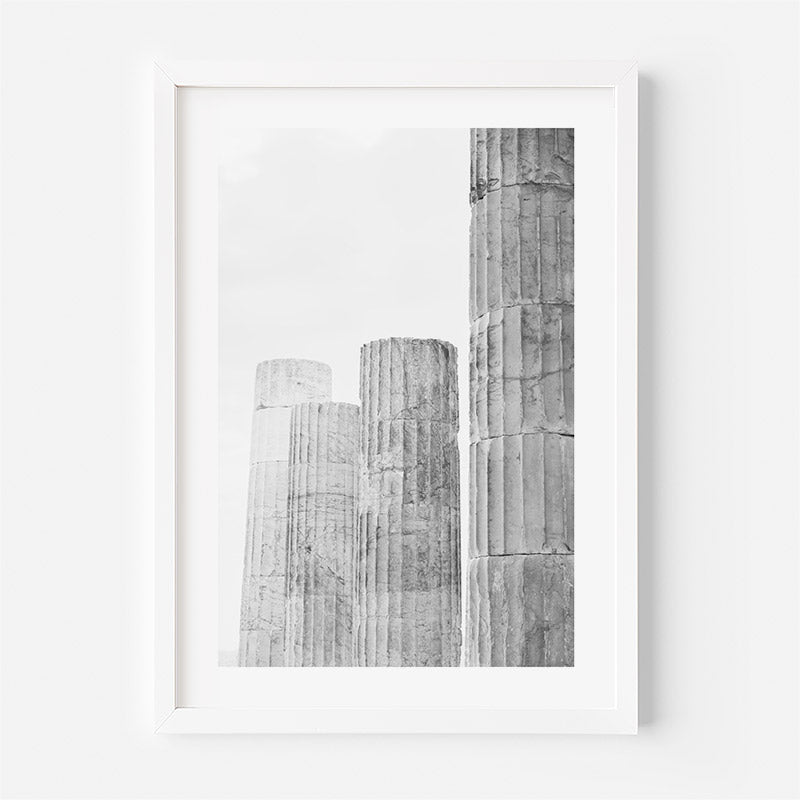 Framed black and white abstract art print on a white background