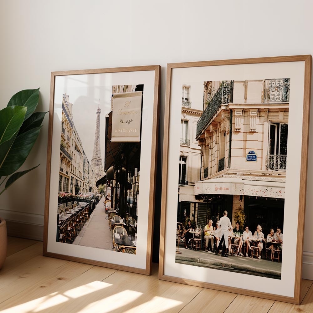 Beautiful view of the Eiffel Tower from Rue Saint-Dominique, with classic Parisian architecture in the foreground.
