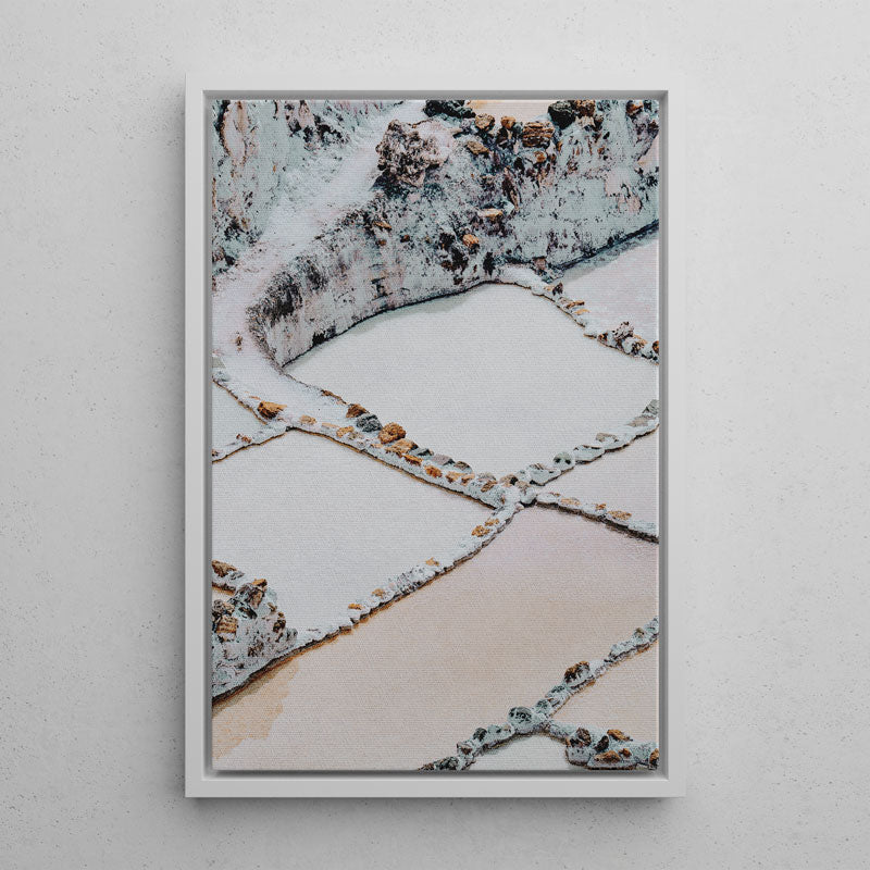 Framed abstract art print on a gray wall