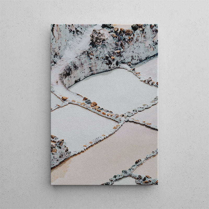 Abstract art print of a geometric pattern on a textured surface