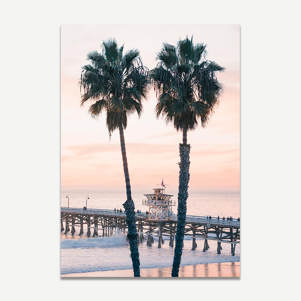 Palm trees and pier print