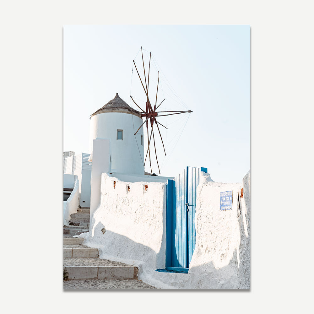 Santorini Windmill Print