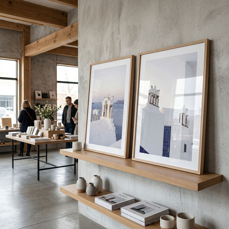 Set of 2 Art Prints - Oil Bell Towers & Twin Bells Santorini