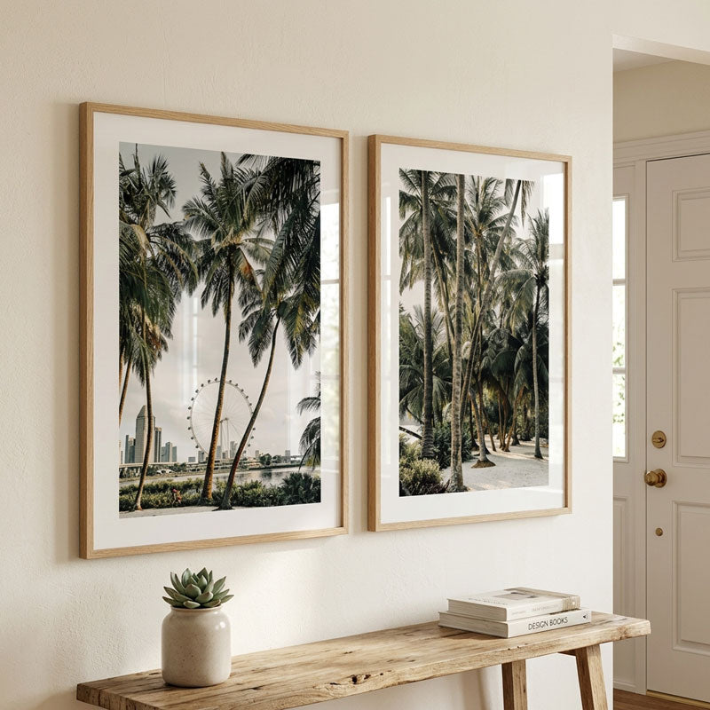Set of 2 Art Prints - Singapore Flyer & Palms by the Bay Singapore