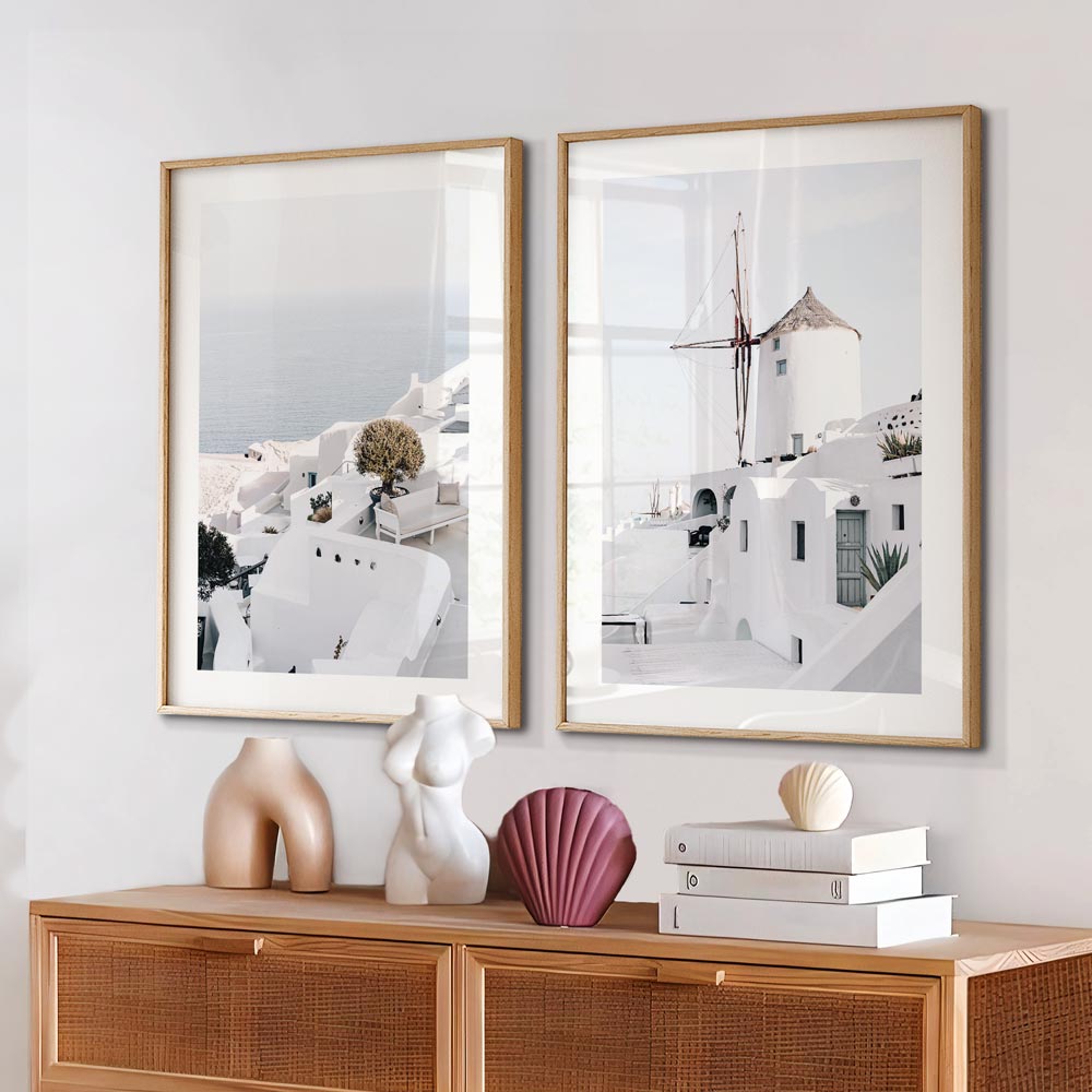 Set of 2 Art Prints - Windmill of Oia & Vaulted Vistas