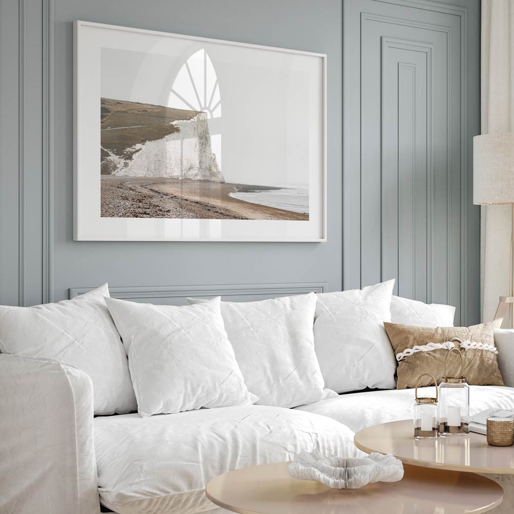 framed photo of Seven Sisters Cliffs, East Sussex, UK - modern wall art for any room