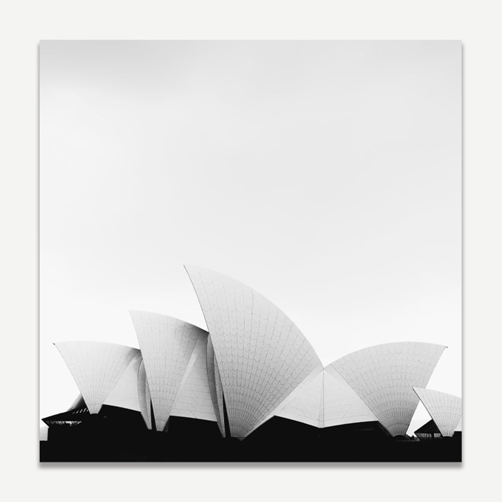 Sydney Opera House: black and white wall art" - a stunning print of the Sydney Opera House, adding a touch of elegance to your home or office decor.