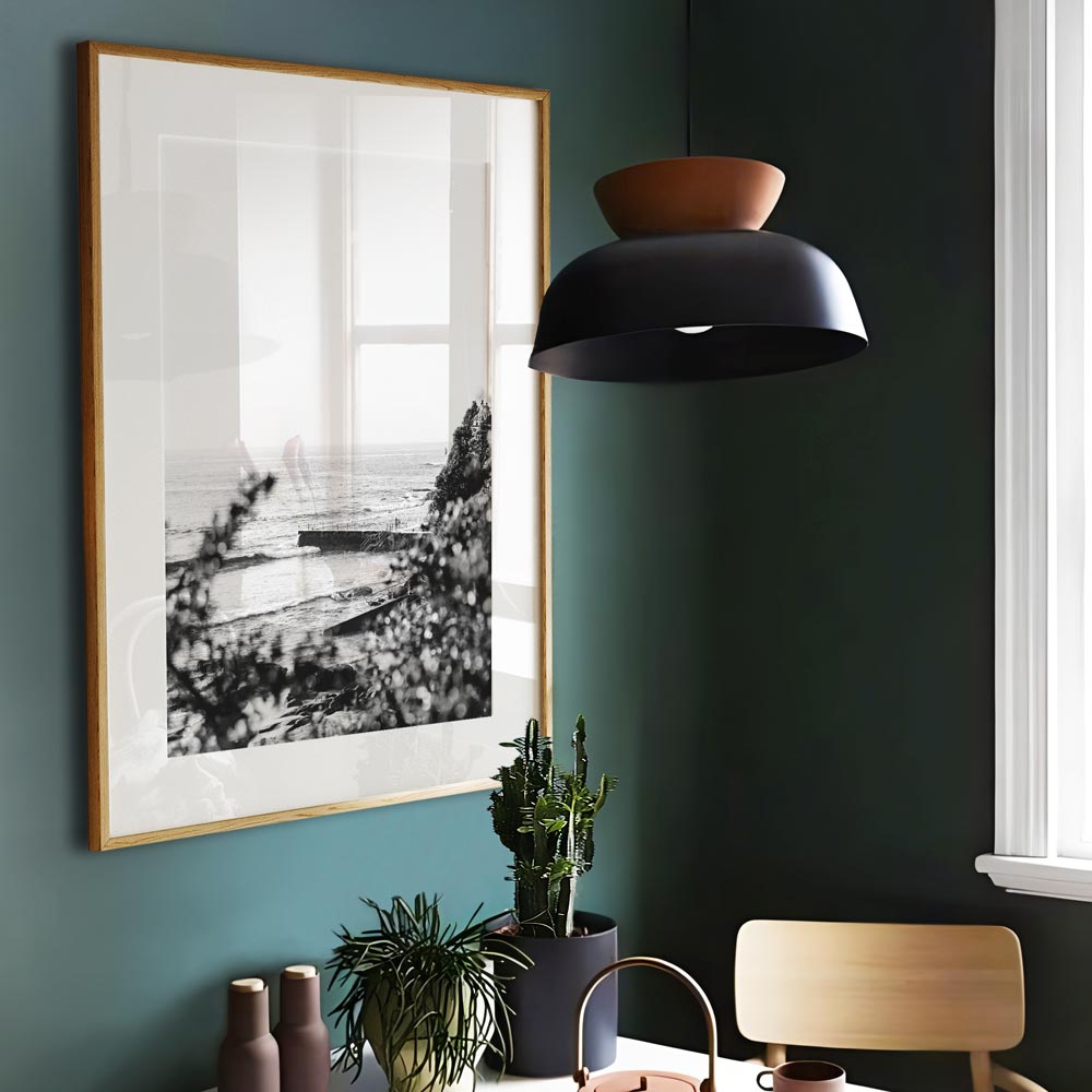 Serene black and white scene of the South End, Bondi Beach, Australia - Ideal for enhancing your wall decor.
