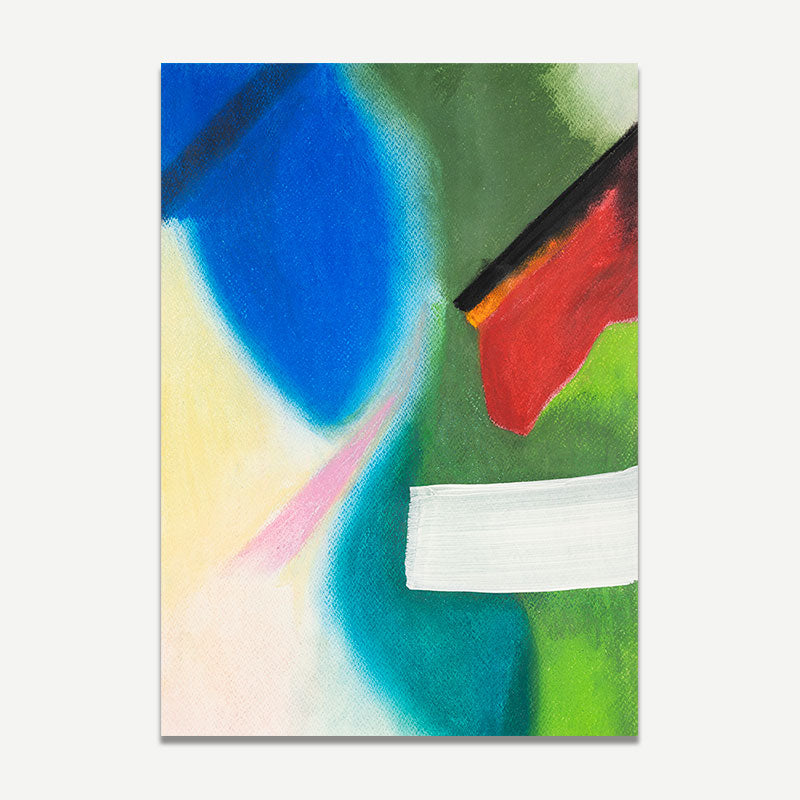Abstract painting with colorful brush strokes on a white background