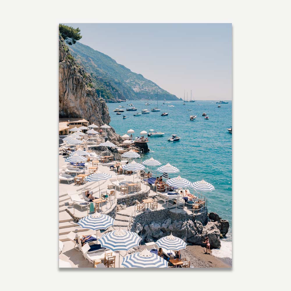 Artistic print of beach scene in Positano, Italy. Enhance your wall decor with this unique piece.