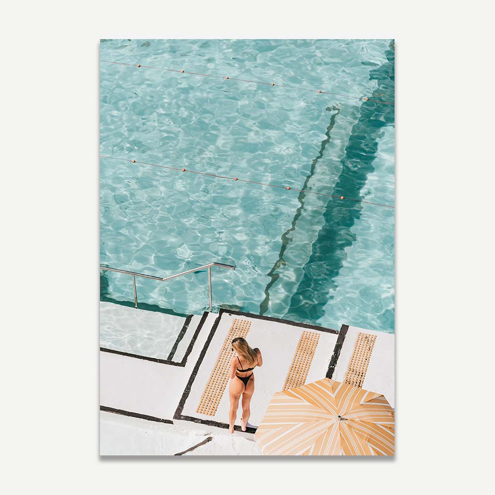 Energizing swimmer photo art at Bondi Icebergs, featuring refreshing blue and green tones.
