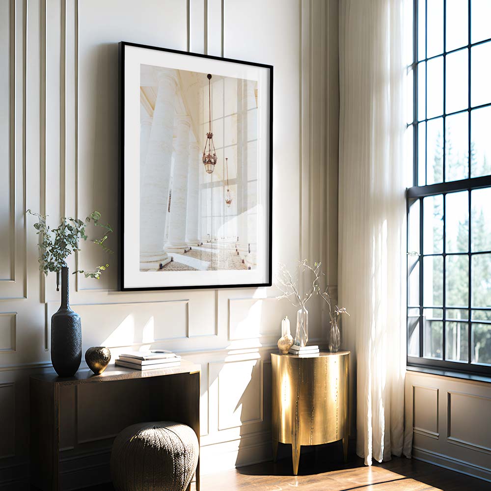 The Vatican City: Stunning photograph featuring iconic white columns - Ideal for canvas prints and wall decor.