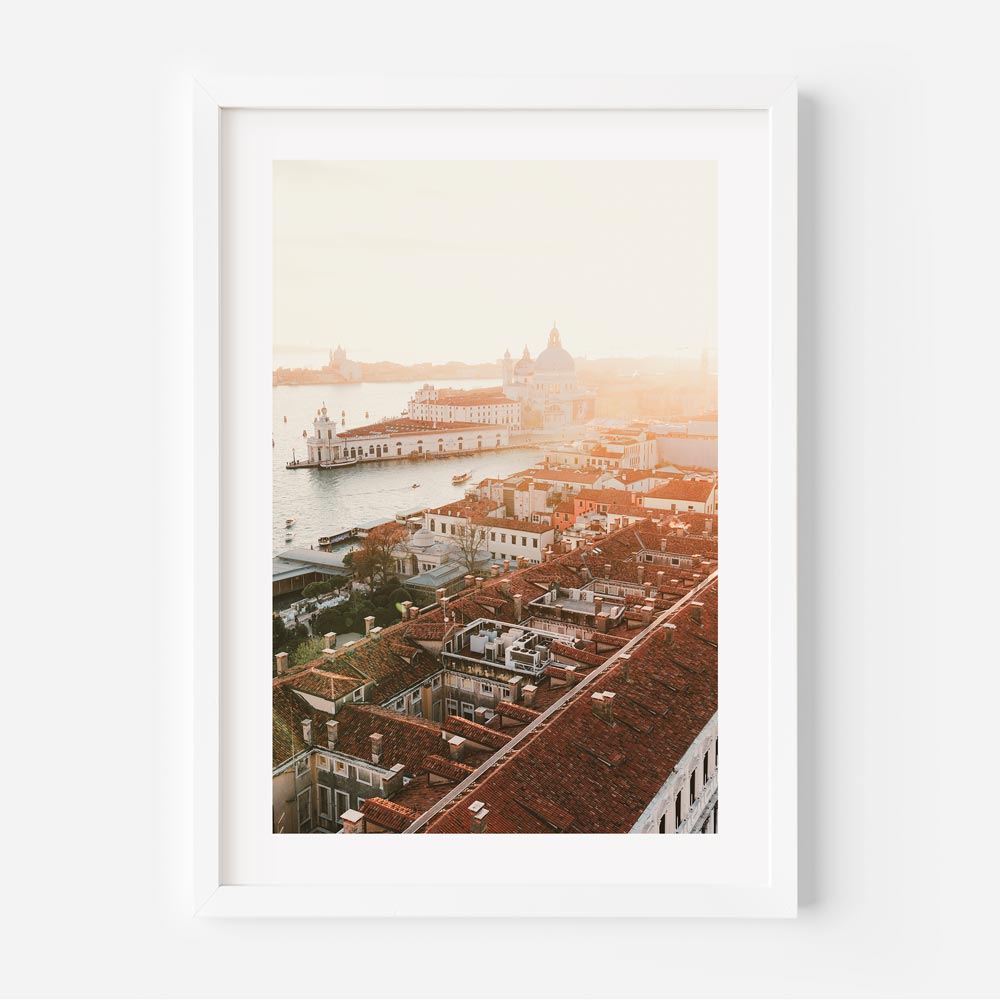 Canvas print capturing the breathtaking Arial View of Venice Sunset - Perfect for wall art and home decor.