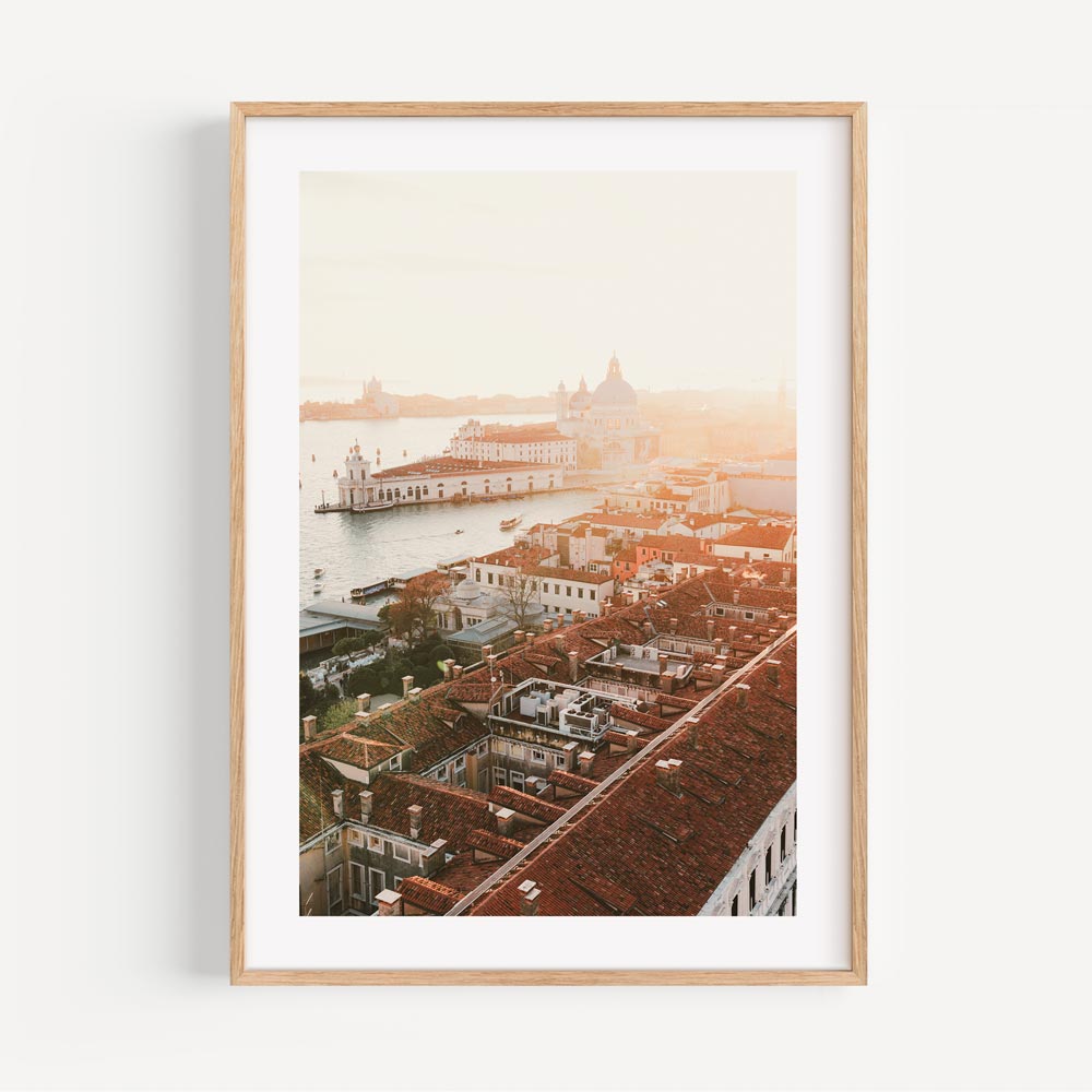 Venetian charm showcased in this stunning aerial view of Venice Sunset - Enhance your walls with modern art and canvas prints.