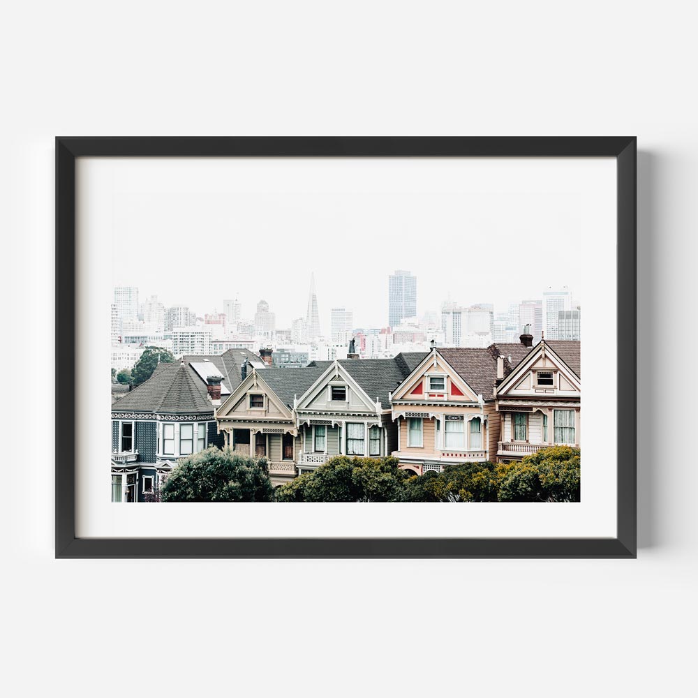 Colorful canvas print of San Francisco's Painted Ladies, capturing historic elegance and classic architecture.