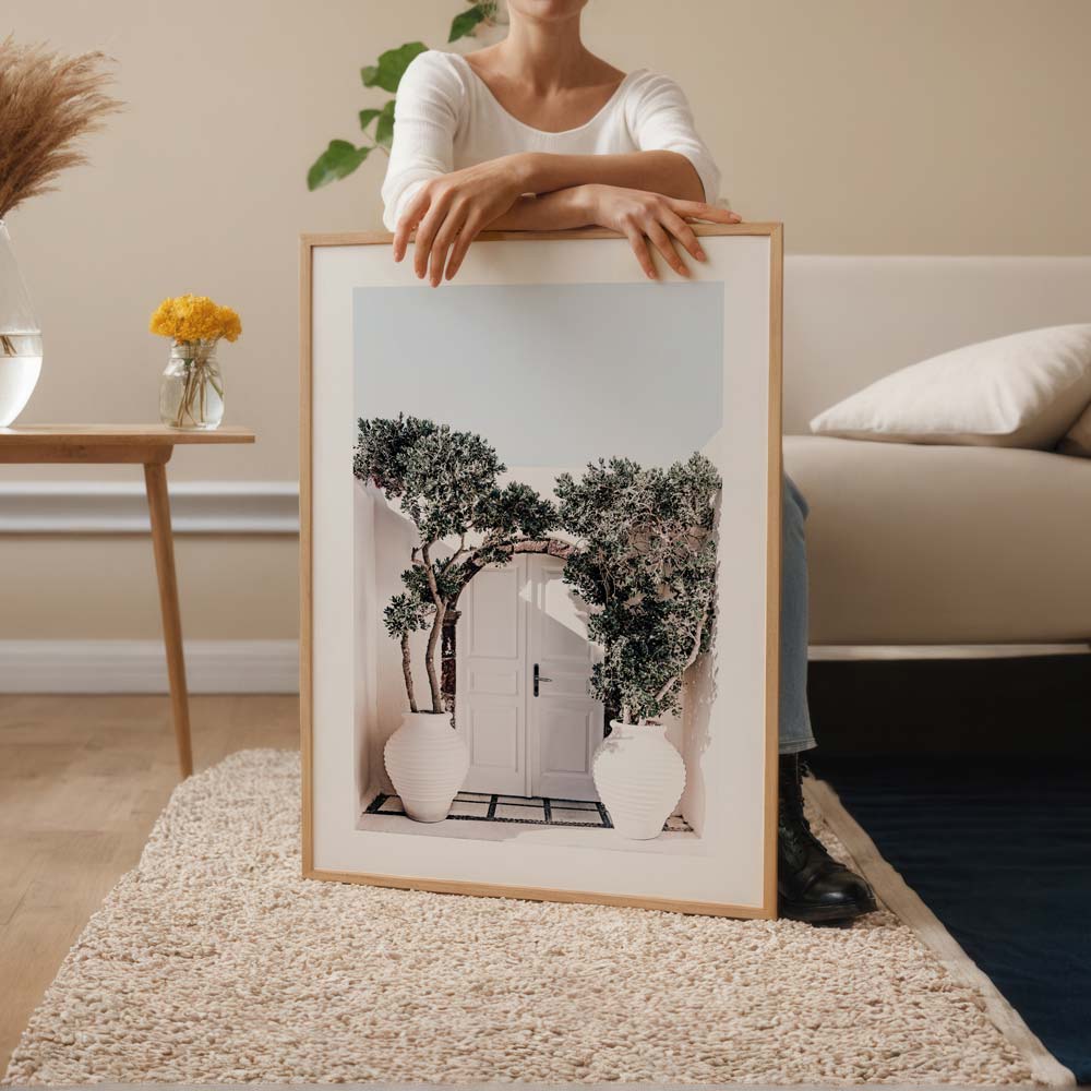 Elegance in White Santorini Art Print