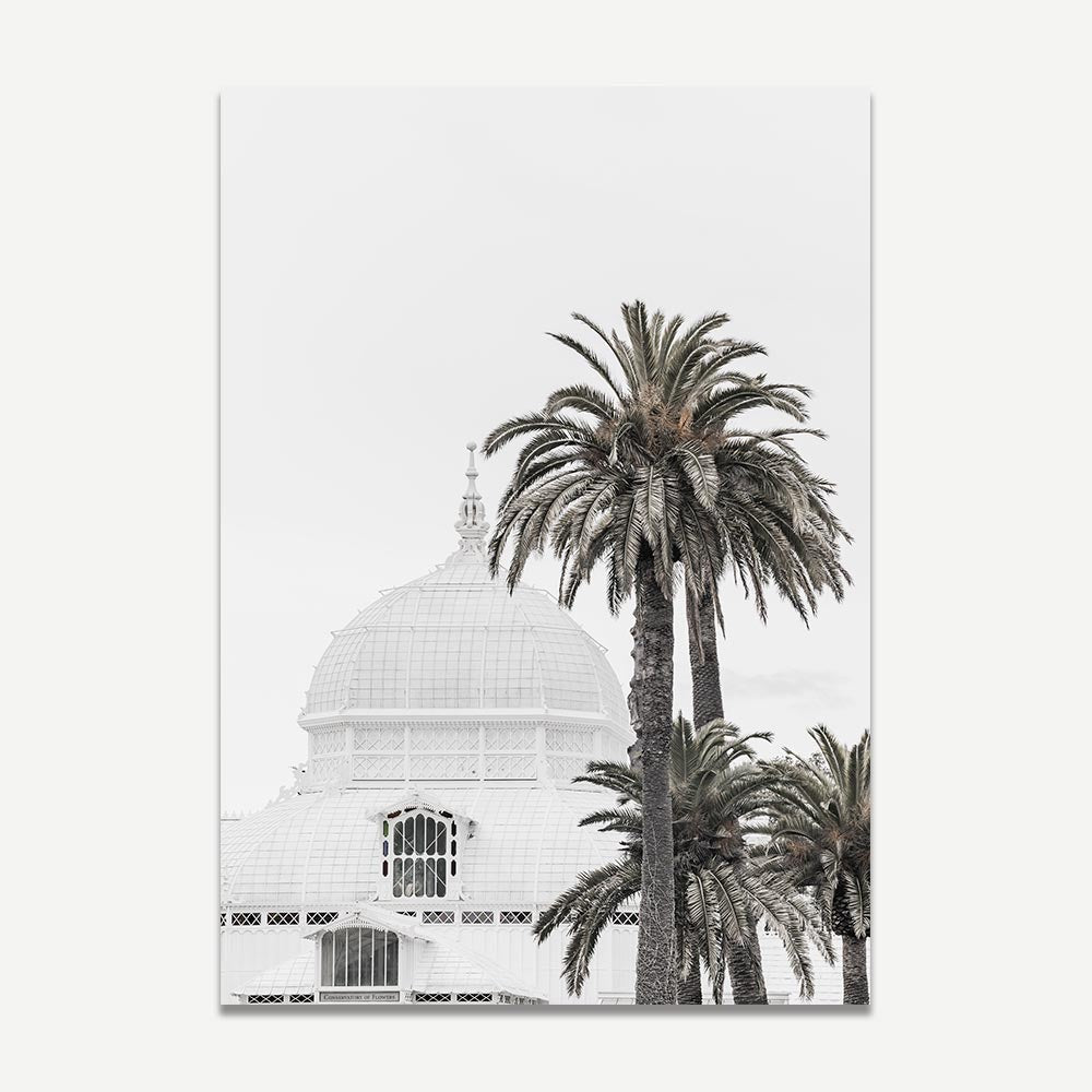 Fine art print of San Francisco's Conservatory of Flowers with a calming palm tree theme