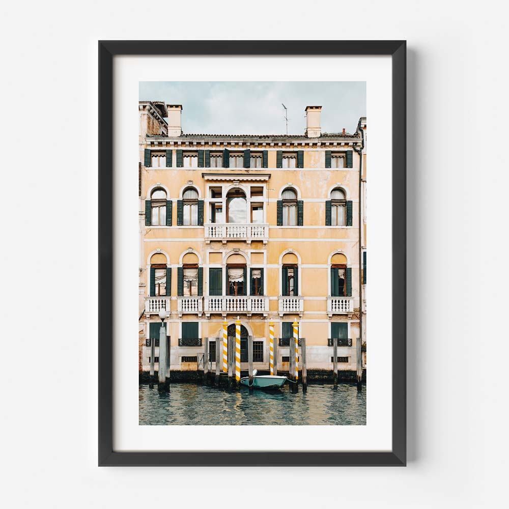 Discover the beauty of Venice's Yellow Poles with this wall art - Elevate your space with original photography prints.