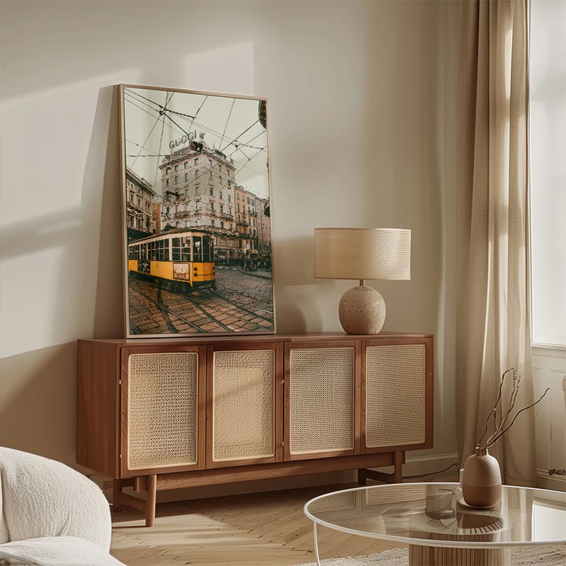 Yellow Tram Milan Canvas Art