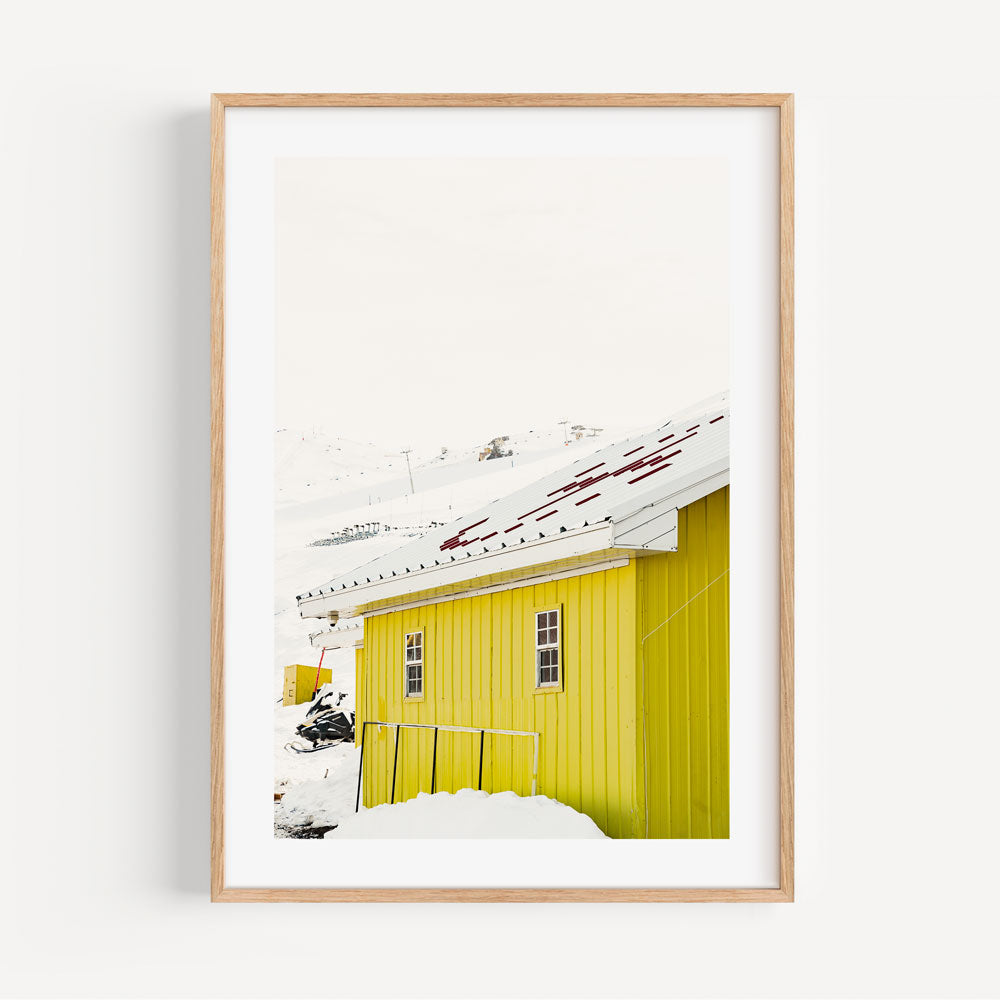Valle Nevado Yellow Hut, Santiago, Chile - Stylish canvas print for modern homes.