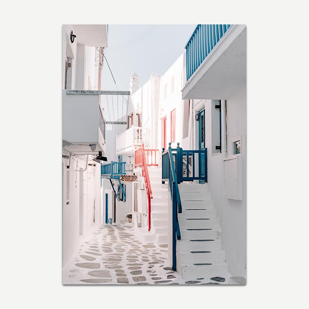 Sunny Downtown Mykonos Art Print