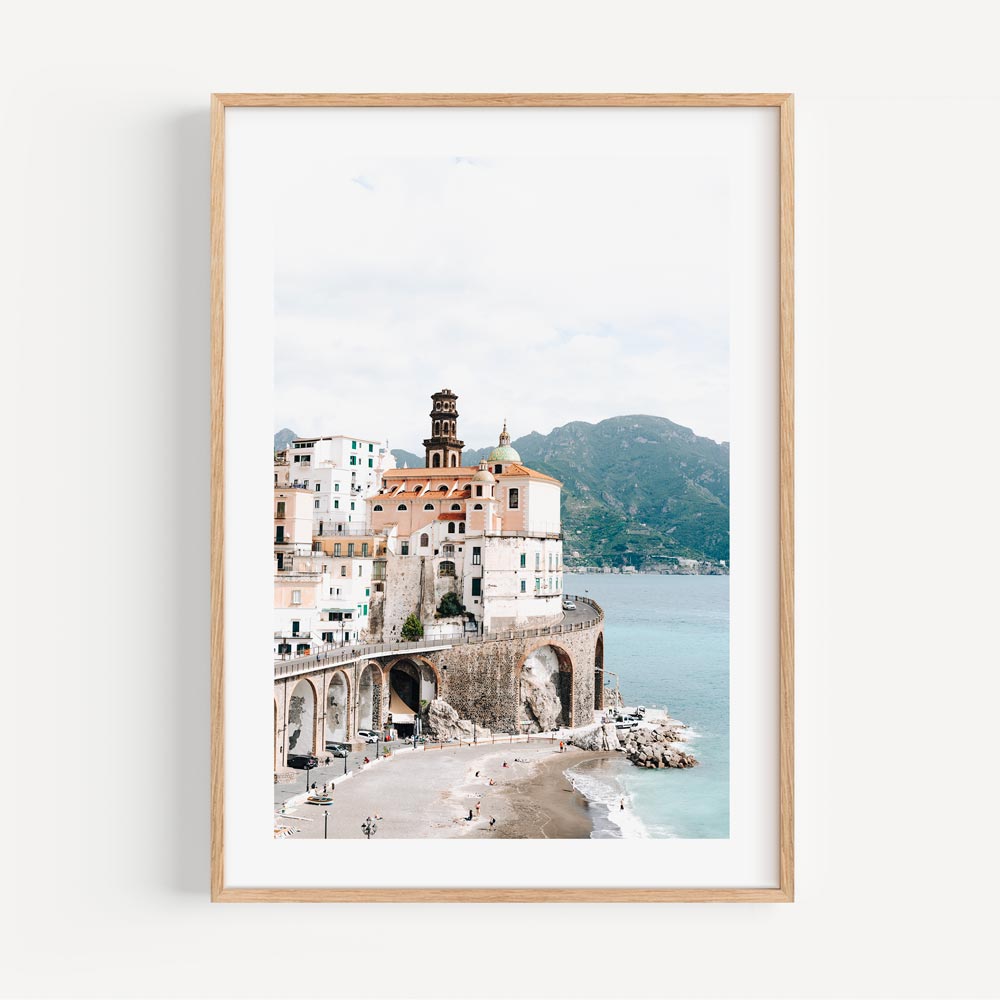 Atrani, Italy - Coastal beauty framed by mountains, perfect for wall art decor.