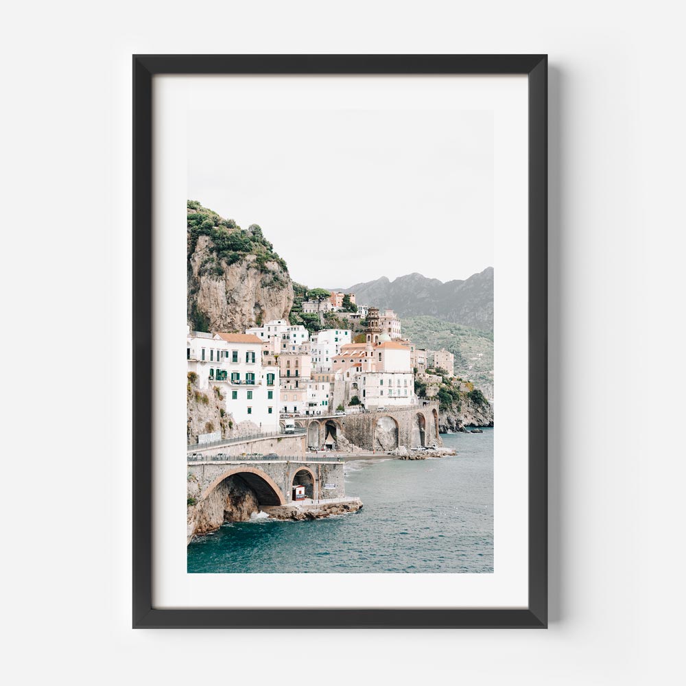 Breathtaking Atrani, Amalfi Coast - Captivating wall art decor with coastal charm and mountain views.