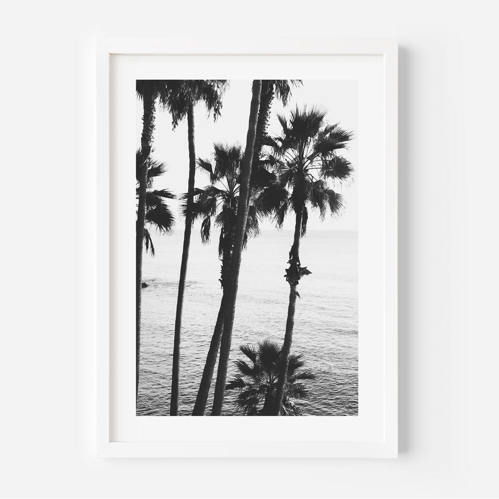 Black and white framed photo of Laguna Beach California - wall artwork by Oblongshop