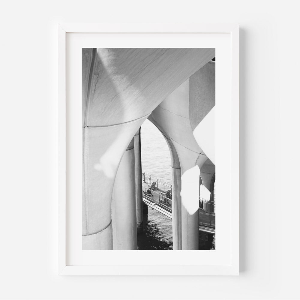 Black and white photograph of a bridge - Wall art decor for home or office from Oblongshop