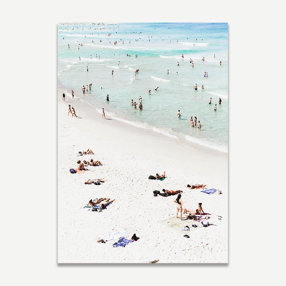 The wall art of beachgoers enjoying their time on the beach in Bondi