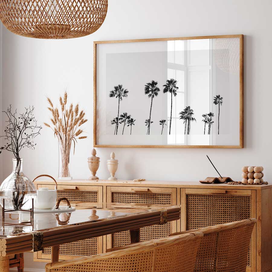 BW LA Palms: Stunning palm trees in black and white - perfect wall artwork for your living room.