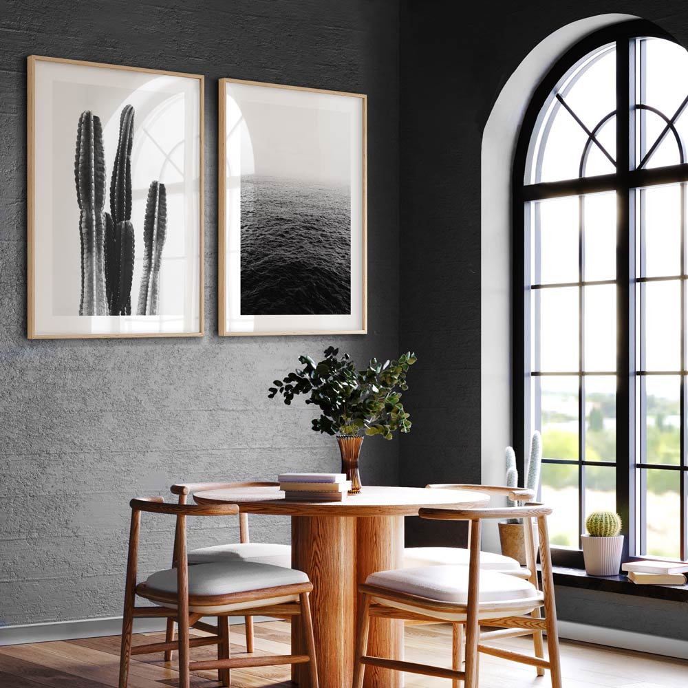 Desert Elegance: Black and white print showcasing the intricate details of a Torch Cactus, perfect for adding sophistication to your wall decor.