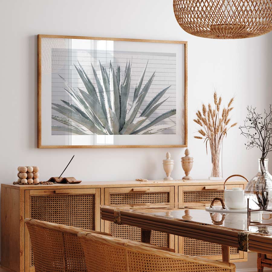 Wall art featuring agave cacti and in Palm Springs, modern decor