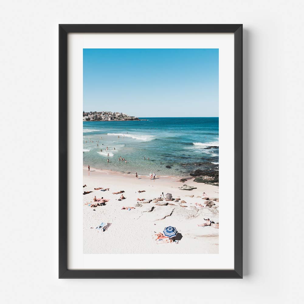 Bathers on Bondi Beach - a captivating wall artwork showcasing people swimming, perfect for adding a touch of serenity to your space.