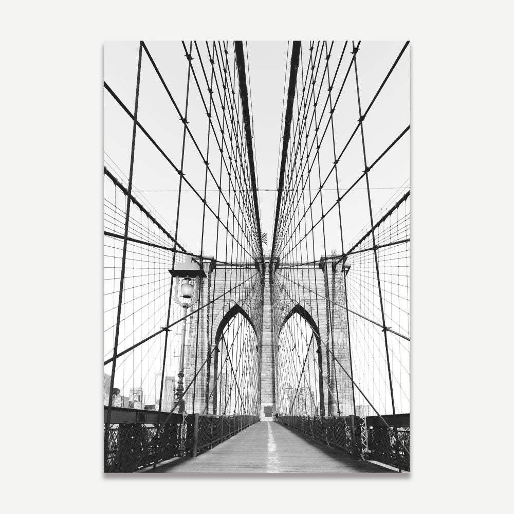 Black and white Brooklyn Bridge wall art from OblongShop, ideal for creating a sophisticated ambiance in your space.