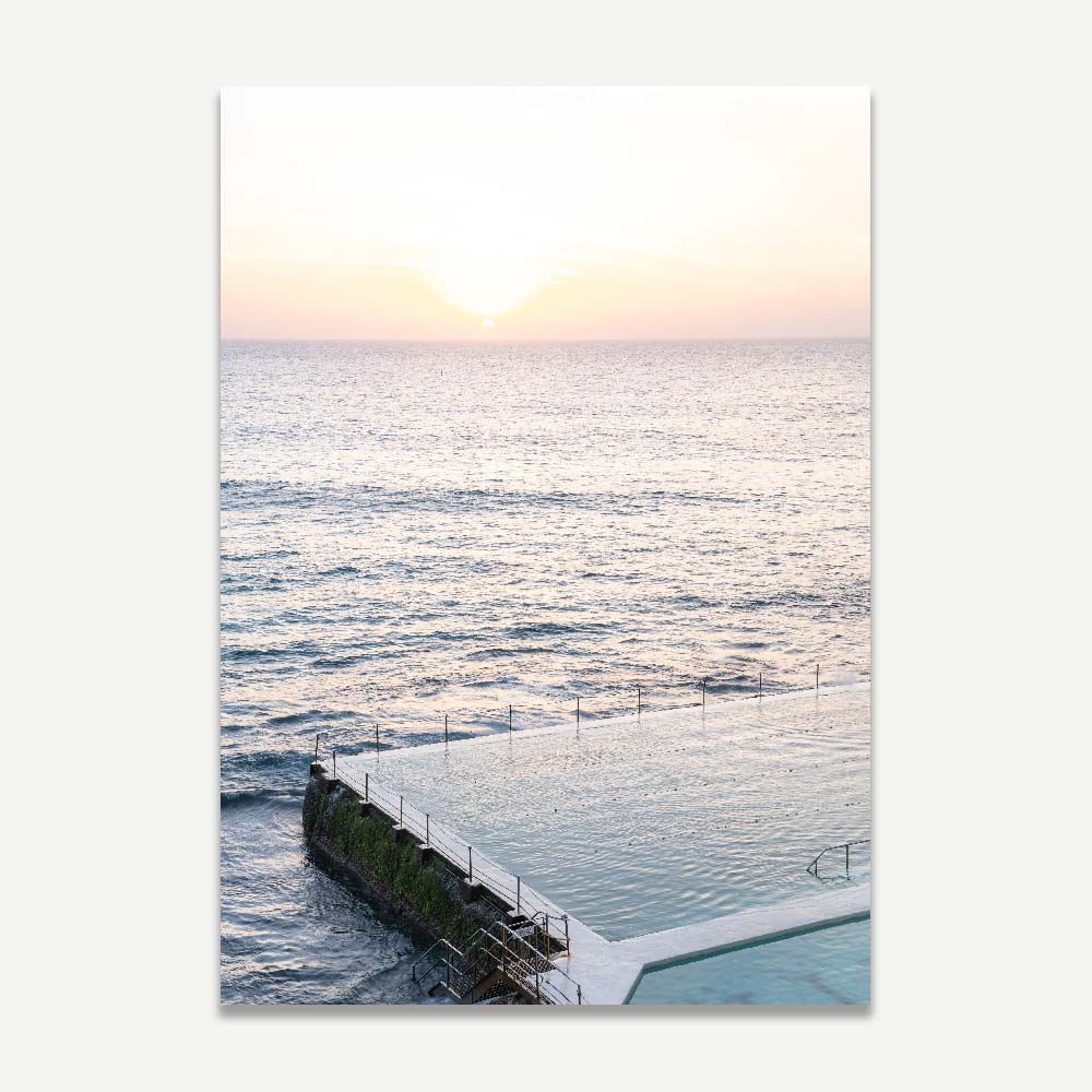 The wall art of Bondi Icebergs Pool at sunrise. Peaceful and tranquil art for home decor