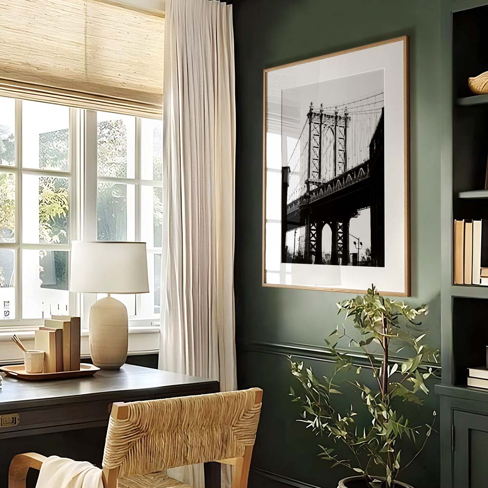 Timeless Beauty: Dumbo Bridge in monochrome, ideal for art gallery displays and fine arts enthusiasts.
